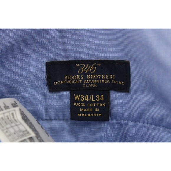 Brook Brothers 346 Chino Pants Mens 34x34 Beige Casual Flat Front Cotton - Picture 4 of 7